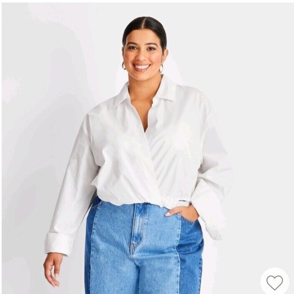 Future Collective Women's Long Sleeve Cropped Shirt Elastic Waist